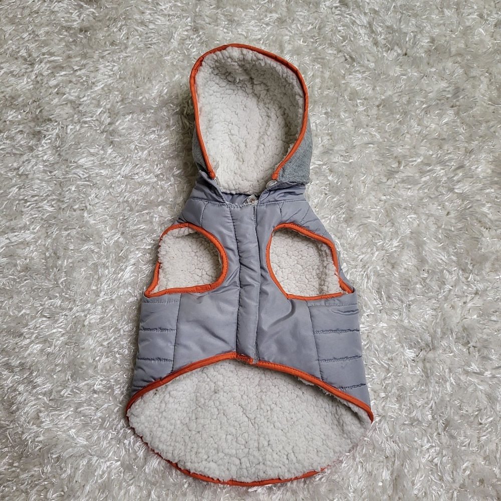 PMP Doggie Reflective Coat with Thick Lining, Gray & Orange, Medium - Picture 1 of 5